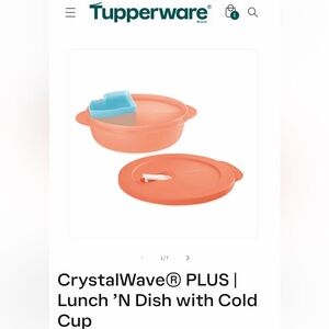 NEW!  Tupperware CrystalWave Plus Orange Lunch ‘N Dish Set with blue cold cup
